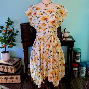 Anthropologie Yellow Flowers Sundress Size 4